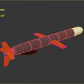 Aerodynamic Military Missile With Gray Body White Nose Cone And Orange Fins