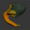 Vibrant Decorative Gourd Featuring Green Yellow Orange Tones And Curved Stem