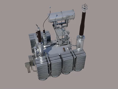 Heavy Duty Industrial Transformer With Metal Casing Heat Sinks And Terminal Posts 3d model
