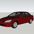 Red Sedan Car Driving Through Desert During Sunset With Dust Clouds