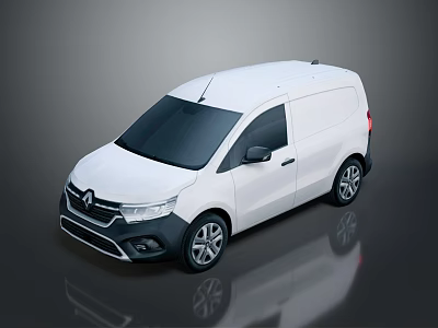 White Bus With Side Door Black Windows Black Wheels And Reflection On Gray Background 3d model