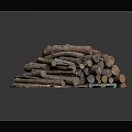 Natural Wooden Logs Pile with Rustic Texture and Smooth Surface Appearance 3d model