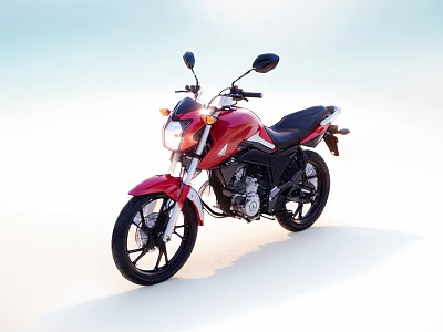 Red Modern Motorcycle Featuring Black Seat Wheels Headlight And Rearview Mirrors 3d model
