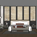 Elegant Hotel Guest Room With Golden Paneled Wall King Size Bed Nightstands And Table Lamps
