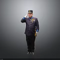 Man In Uniform Saluting With Badges Hat And Sword On Gray Background 3d model