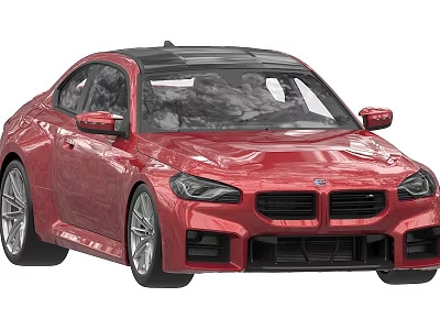 Red Two Door Sports Car With Black Roof And Sporty Front Grille Alloy Wheels 3d model
