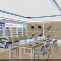 Modern Retail Store Interior With Shelves Tables Chairs And Potted Plant