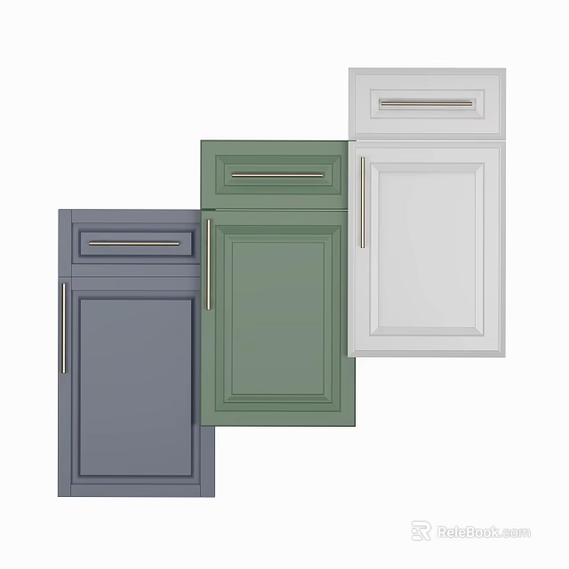 Gray Green And White Kitchen Cabinet Door Styles For Home Decoration 3d model 