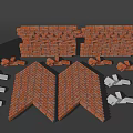 Stone Wood Construction Materials Featuring Brick Wall Patterns And Arranged Blocks 3d model