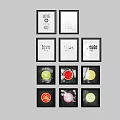 Abstract Paintings With Typography And Fruit Motifs In Framed Wall Art Collection