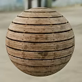 Stone and Wood Materials Slatted Wooden Sphere with Natural Texture Decorative Accent