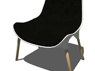 Modern Black Velvet Accent Chair With Sleek Design And Gold Metal Legs 3d model