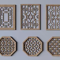 Chinese style solid wood openwork window hollow carved lattice window 3d model