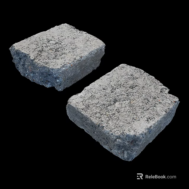 Gray Concrete Blocks With Rough Textured Surface For Building Construction Components 3d model 