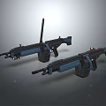 Two Blue Modern Rifles With Antennas And Scopes On Gray Background 3d model