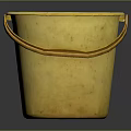 Practical Yellow Household Bucket With Golden Curved Handle For Daily Use