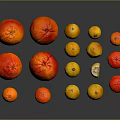 Pile of Fresh Red and Orange Citrus Fruits Including Oranges and Tangerines on Dark Surface