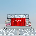 Professional Stage Setup With Red Curtain Metal Frame Structure Audience Seats And Posters 3d model