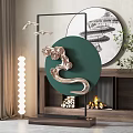 Modern Interior Partition Design With Metal Frame Green Circle Cloud Decor And Mirror 3d model