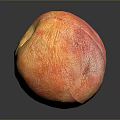 Fresh Ripe Peach With Red And Yellow Fuzzy Skin On Black Surface