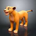 Cute Cartoon Lion Cub Standing With Happy Expression Orange Fur And White Paws 3d model