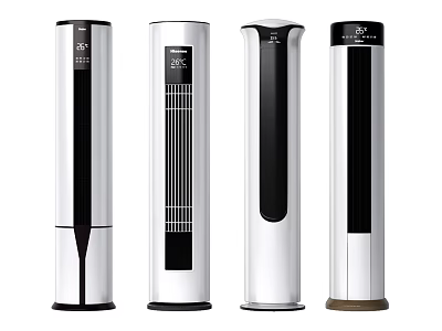 Modern Tower Air Cooler Fans With Sleek White And Black Design And Digital Control Panel 3d model