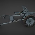Military Towed Artillery Weapon With Metal Structure Large Wheels And Long Barrel