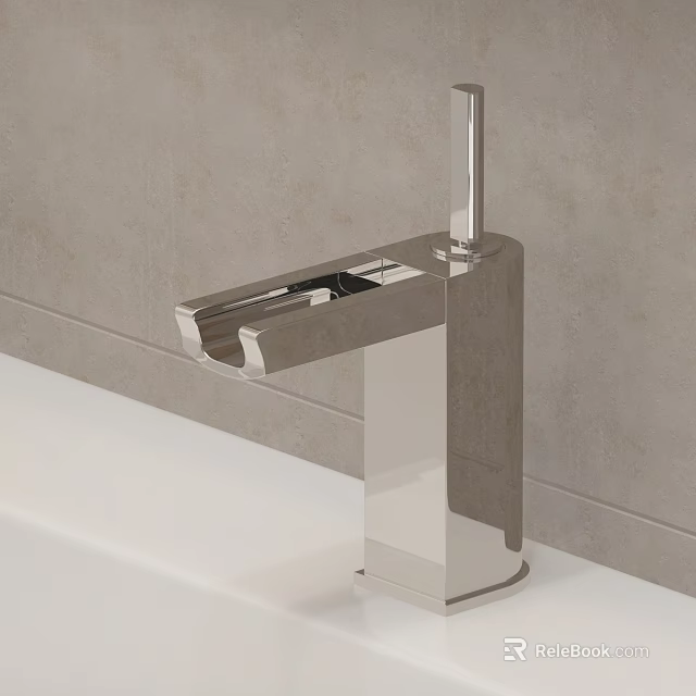 Elegant Modern Chrome Bathroom Sink Faucet With Sleek Polished Contemporary Design 3d model 