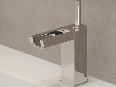 Elegant Modern Chrome Bathroom Sink Faucet With Sleek Polished Contemporary Design 3d model