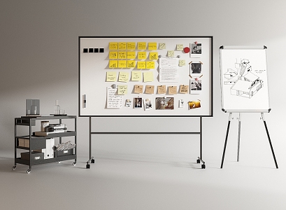 Modern Whiteboard Office Whiteboard Notes 3d model