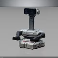 3D Model Mechanical Robot Character With Dual Eye Head Cylindrical Body And Metallic Square Base 3d model