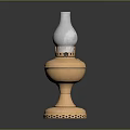 Vintage Brass Oil Lamp With Frosted Glass Shade And Decorative Base Design