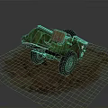 Green Military Style Old Car With Damaged Body Worn Tires On Muddy Ground