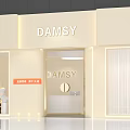 DAMSY Modern Storefront Facade with Skin Management Manicure Eyelash Extensions Elegant Lighting Glass Door