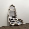 Modern Irregular Shaped Metallic Frame Mirror Reflecting Bedroom Interior Design 3d model