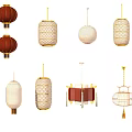 Collection of Traditional and Modern Hanging Lanterns in Various Designs and Colors