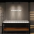 Modern Boutique Store Interior With Marble Counter Display Shelves And Hanging Pendant Lamp