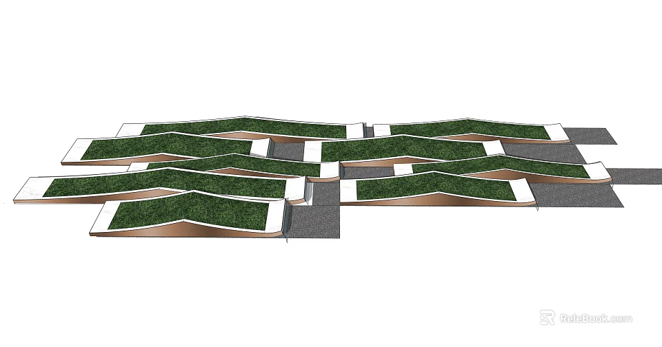 Innovative Tree Pit Design With Green Grass And Geometric Arrangement Structure 3d model