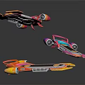 Colorful Wheeled Sports Equipment With Vibrant Red Pink Blue And Yellow Modern Design
