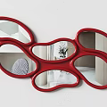Red Irregular Mirror With Multiple Panels Wall Mounted Reflecting Modern Interior Elements 3d model
