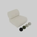 Modern Minimalist Single Seater Sofa With Beige Fabric Upholstery And Rounded Design