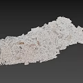 Pile of Broken Bricks with Various Textures and Colors on Dark Surface