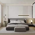 Modern Bedroom Interior Design With King Size Bed Pendant Lights Nightstand And Rug