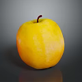 Juicy Fresh Ripe Yellow Apple With Shiny Surface On Gray Background