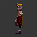 3D Animated Magical Girl Character With Purple Hair Orange Hat Red Dress And Magic Wand