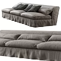 Comfortable Gray Sectional Sofa with Plush Cushions and Ruffled Skirt Design 3d model