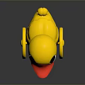 Yellow Plastic Toy Duck With Red Beak Black Eyes And Wheels For Children Play