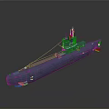 3D Rendered Blue Submarine Model With Conning Tower And Deck Details