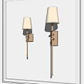 Modern Wall Lamps With White Fabric Shades And Brass Finish Mounted On White Wall