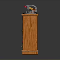 Wooden Wine Cabinet With Wine Bottles Glasses And Decorative Storage Compartments